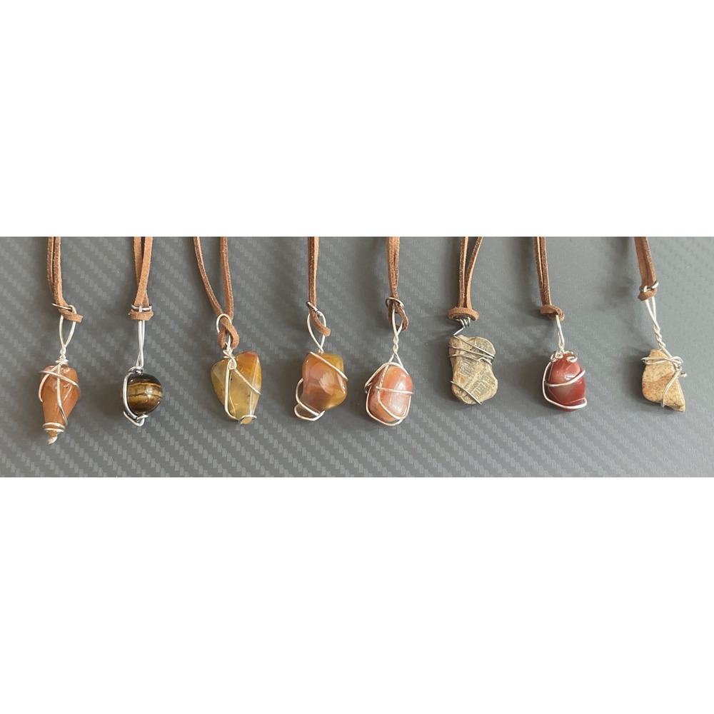 Lot of 8 Natural Mixed Quartz Crystal Cluster Pendant Necklace Charka Healing